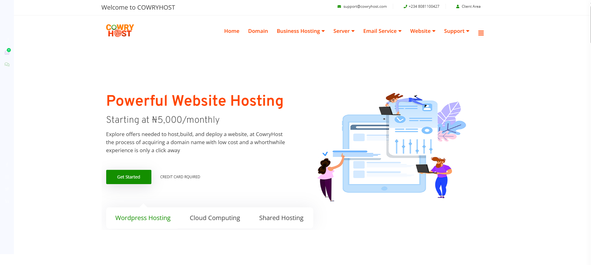 CowryHost project screenshot